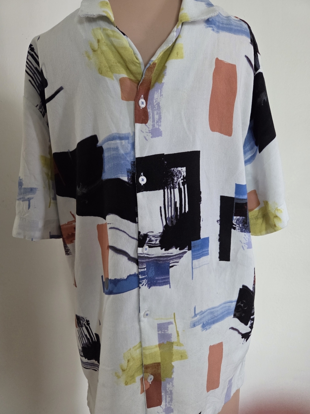 Denim & Flower Ricky Singh Abstract Print Shirt Mens Size Large